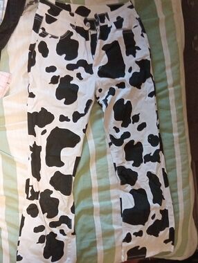BRAND NEW Cow Print Jeans - Black & White Statement Pants